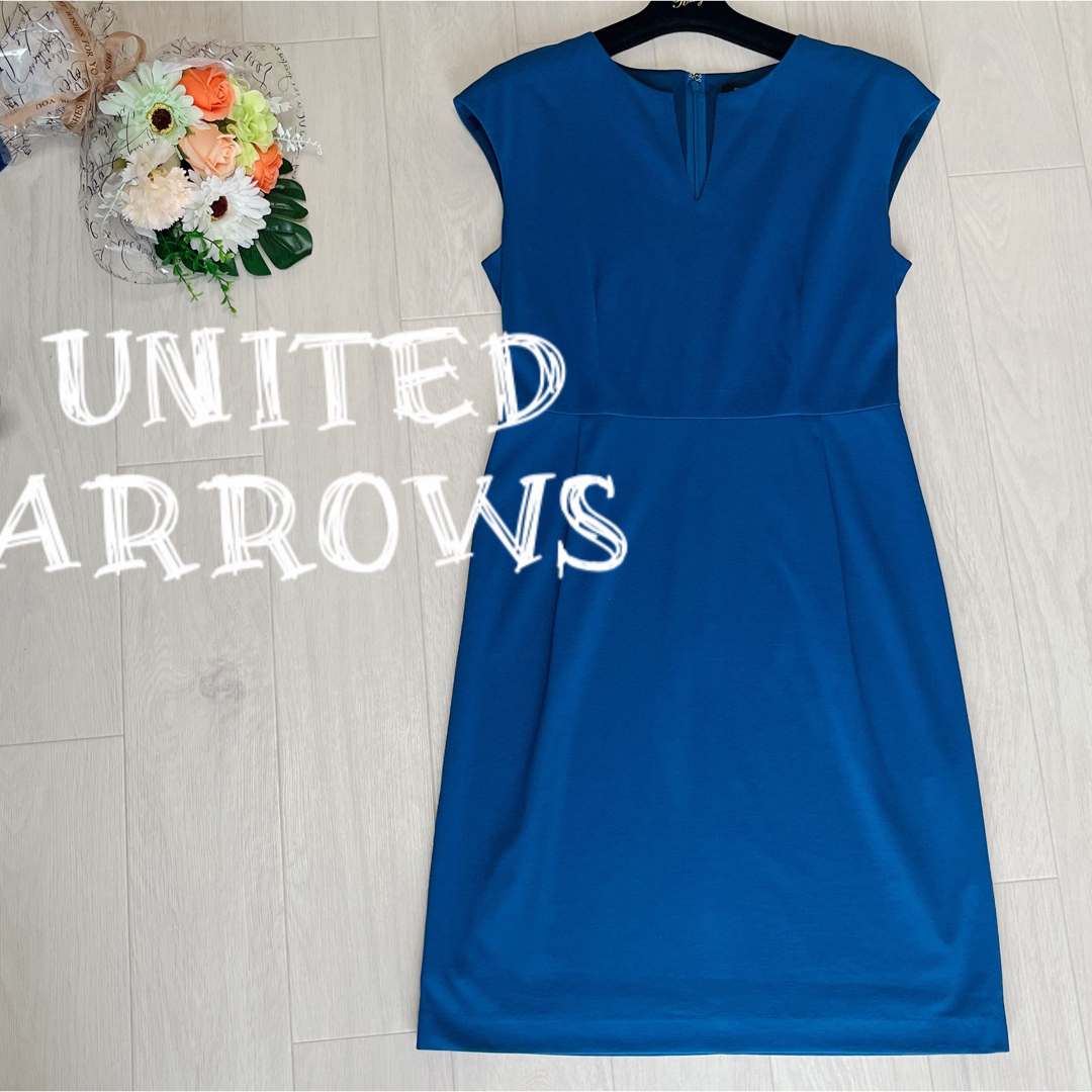 UNITED ARROWS(ユナイテッドアローズ)のUNITED ARROWS ノースリーブ ワンピース フォーマル ドレス 日本製 レディースのワンピース(ひざ丈ワンピース)の商品写真