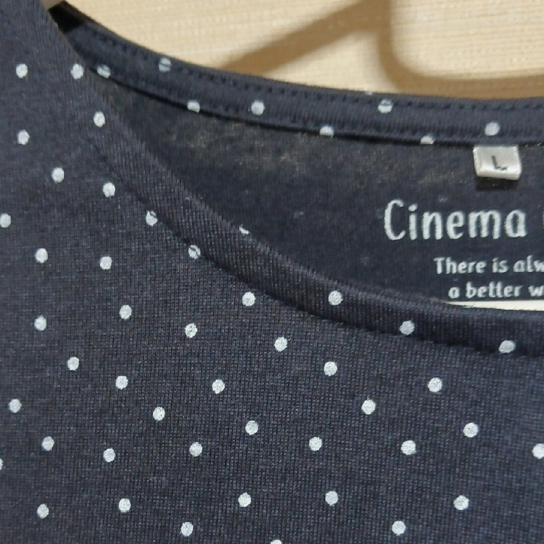 HONEYS(ハニーズ)の美品 カットソー Tシャツ ネイビー ドット 長袖 レディースのトップス(Tシャツ(長袖/七分))の商品写真