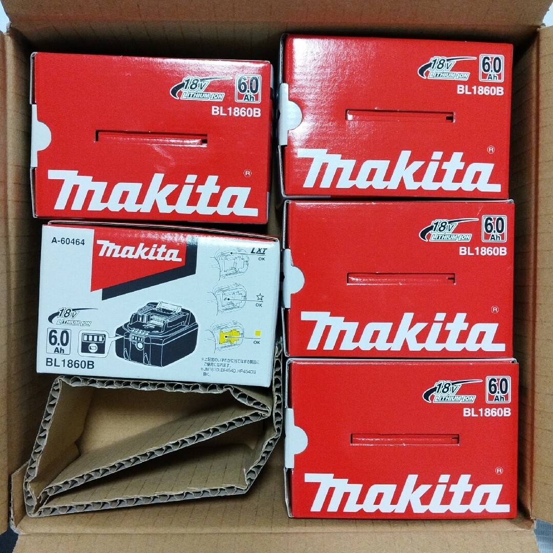 Makita(マキタ)のマキタ 純正 新品 バッテリー 5個セット  BL1860B 18V 6.0Ah スポーツ/アウトドアの自転車(工具/メンテナンス)の商品写真