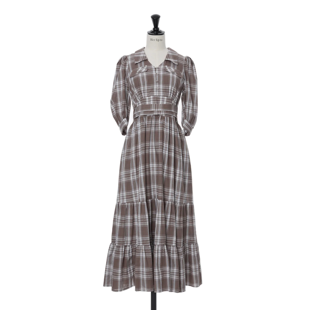 Bergamo Plaid Tiered Dress　herlipto　チェック