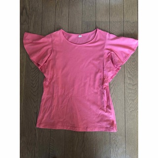 ユニクロ(UNIQLO)のユニクロ　半袖　カットソー　ピンク　サイズS 美品カットソー トップス 半袖 (Tシャツ/カットソー(半袖/袖なし))