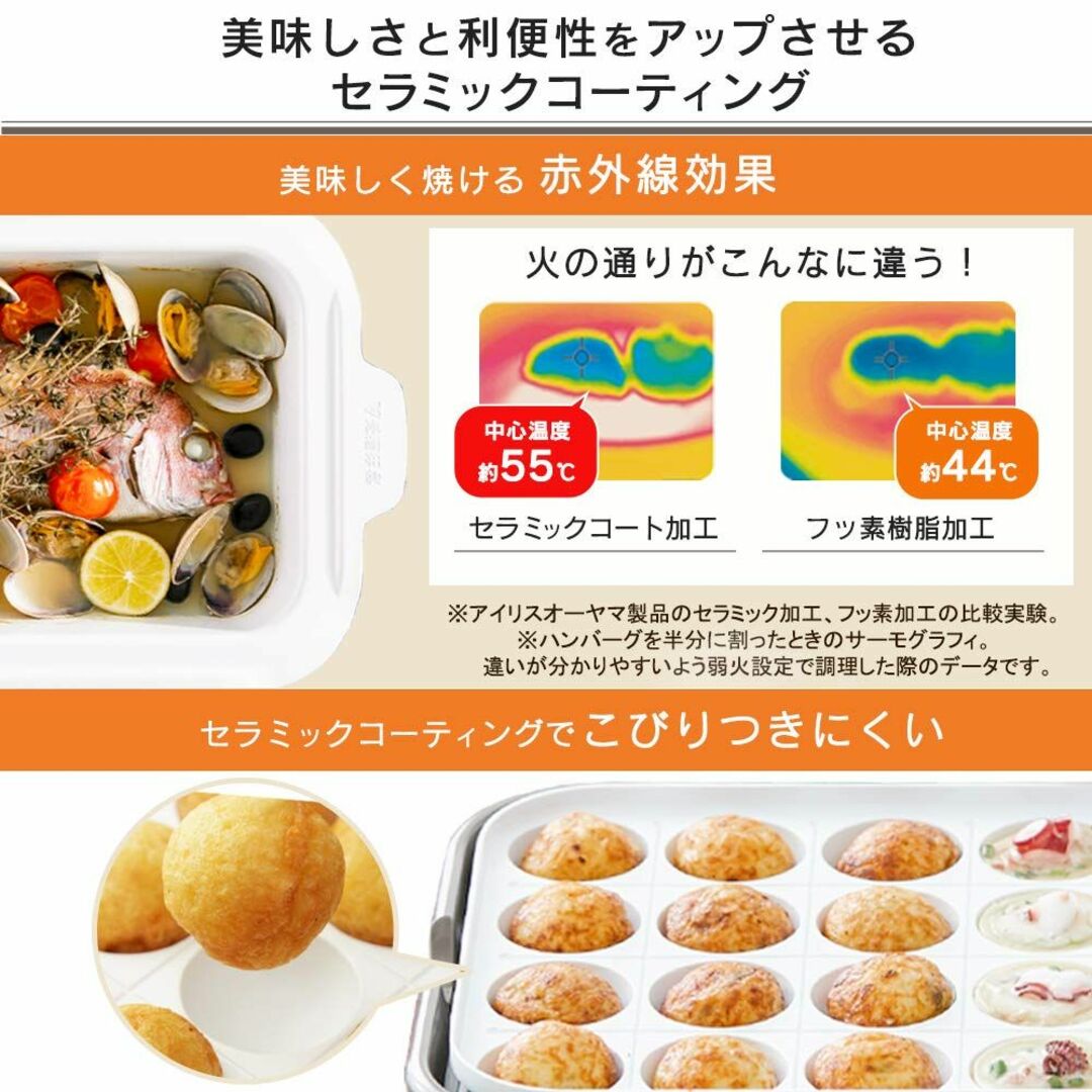 【色: レッド】アイリスオーヤマ ホットプレート たこやき器 深鍋 2way 洗