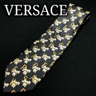 ジャンニヴェルサーチ(Gianni Versace)のヴェルサーチ ロゴレタッチドッグ ネイビー ネクタイ A107-H22(ネクタイ)