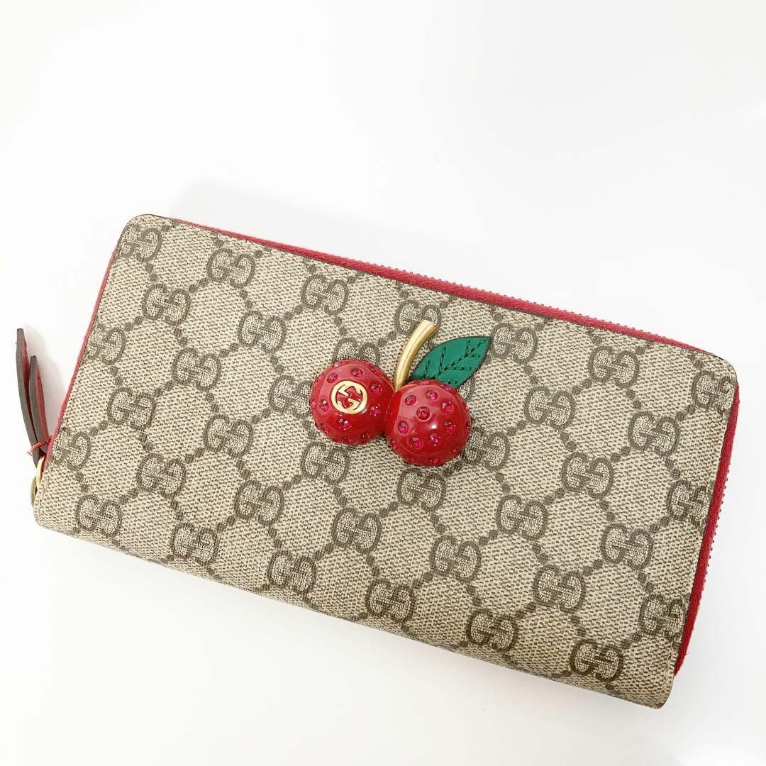 Gucci - 美品 グッチ GGスプリーム チェリー ラウンド 長財布 476049の