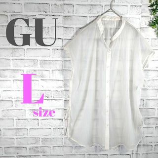 ジーユー(GU)の☆GUジーユー☆シアーサイドリボンチュニックブラウス ノースリーブ Lサイズ(Tシャツ(半袖/袖なし))