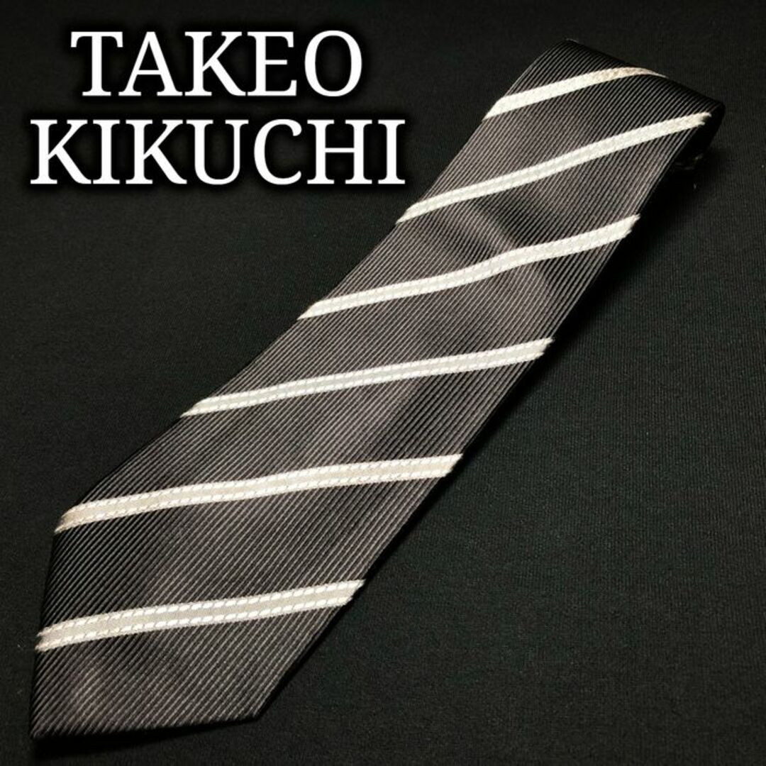TAKEO KIKUCHI タケオキクチ レジメンタル ブラック ネクタイ A107-I02の通販 by UNT Used Neck-Tie  Shop｜タケオキクチならラクマ