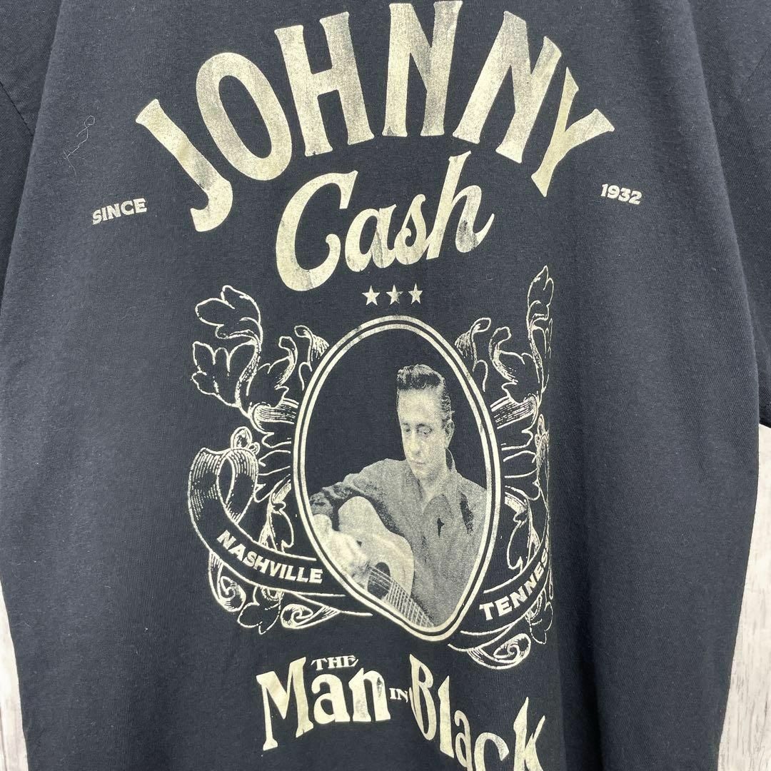 MUSIC TEE(ミュージックティー)のバンドロックＴシャツ　ジョニーキャッシュ　オーバーサイズＬ　黒ブラック　半袖古着 メンズのトップス(Tシャツ/カットソー(半袖/袖なし))の商品写真