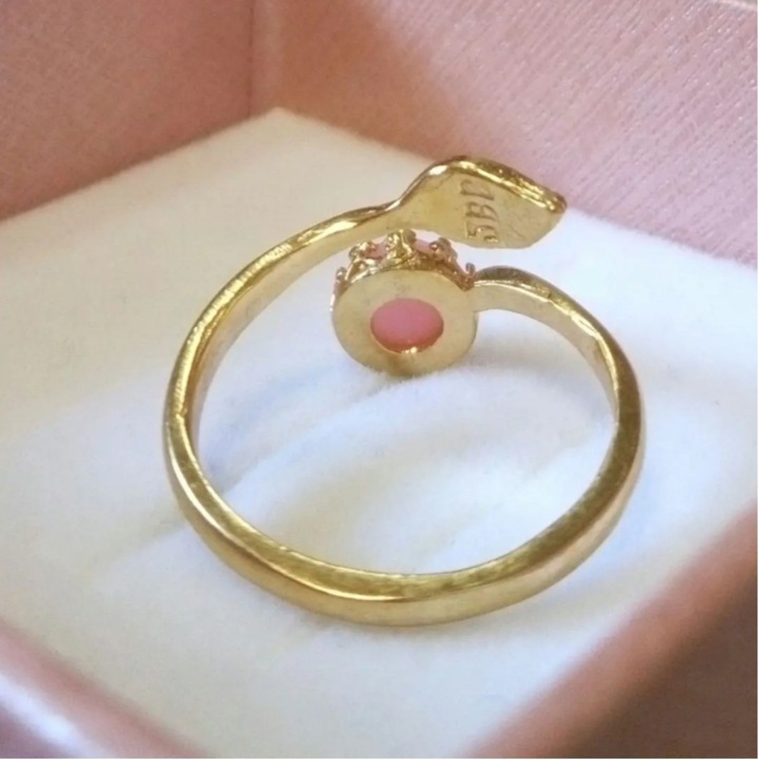 ピンクオパールリーフリング指輪★ハンドメイド レディースのアクセサリー(リング(指輪))の商品写真