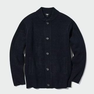 ユニクロ(UNIQLO)のユニクロ　スフレヤーンカーディガン Navy L(カーディガン)