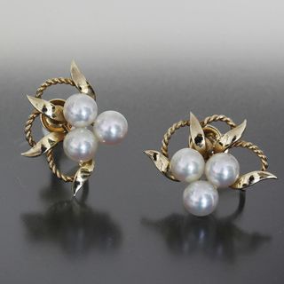 ミキモト(MIKIMOTO)のミキモト MIKIMOTO アコヤパール 6mm イヤリング 7g K14YG (イヤリング)