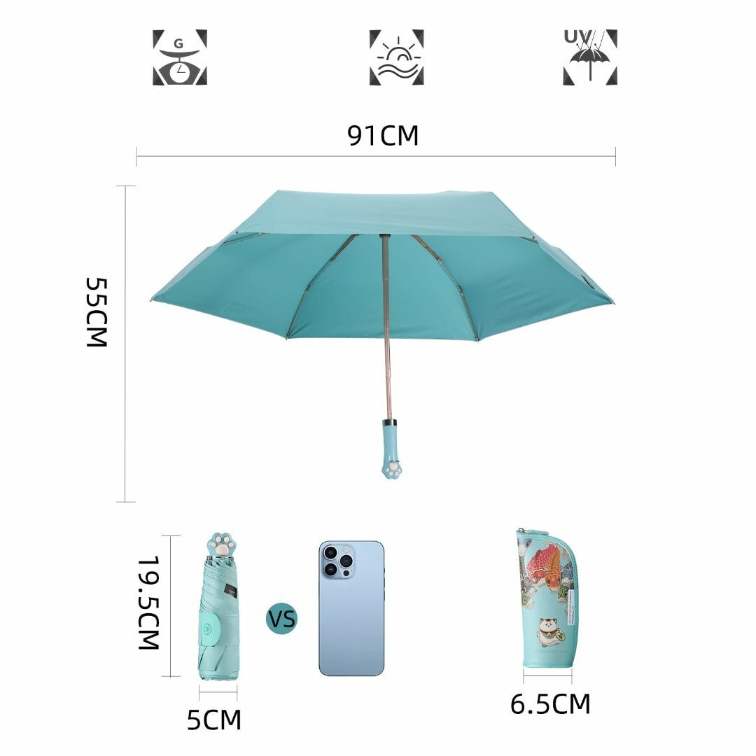 【色:ライトグリーン2】mamoru 折りたたみ傘 レディース 日傘 雨傘 晴雨 3