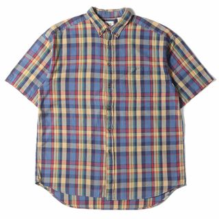 ギャップ(GAP)のGAP ギャップ シャツ サイズ:XL チェック 半袖 ボタンダウン シャツ 90s 90年代 オールドギャップ ビッグサイズ ブルー ベージュ トップス カジュアルシャツ アメカジ 古着【メンズ】【中古】(シャツ)