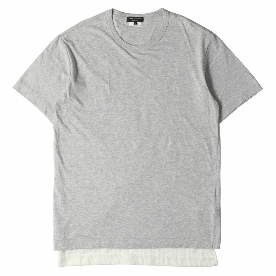 COMME des GARCONS コムデギャルソン Tシャツ サイズ:M メッシュレイヤード クルーネック Tシャツ PA-T037 18SS HOMME PLUS オムプリュス AD2017 グレー 日本製 トップス カットソー 半袖 【メンズ】