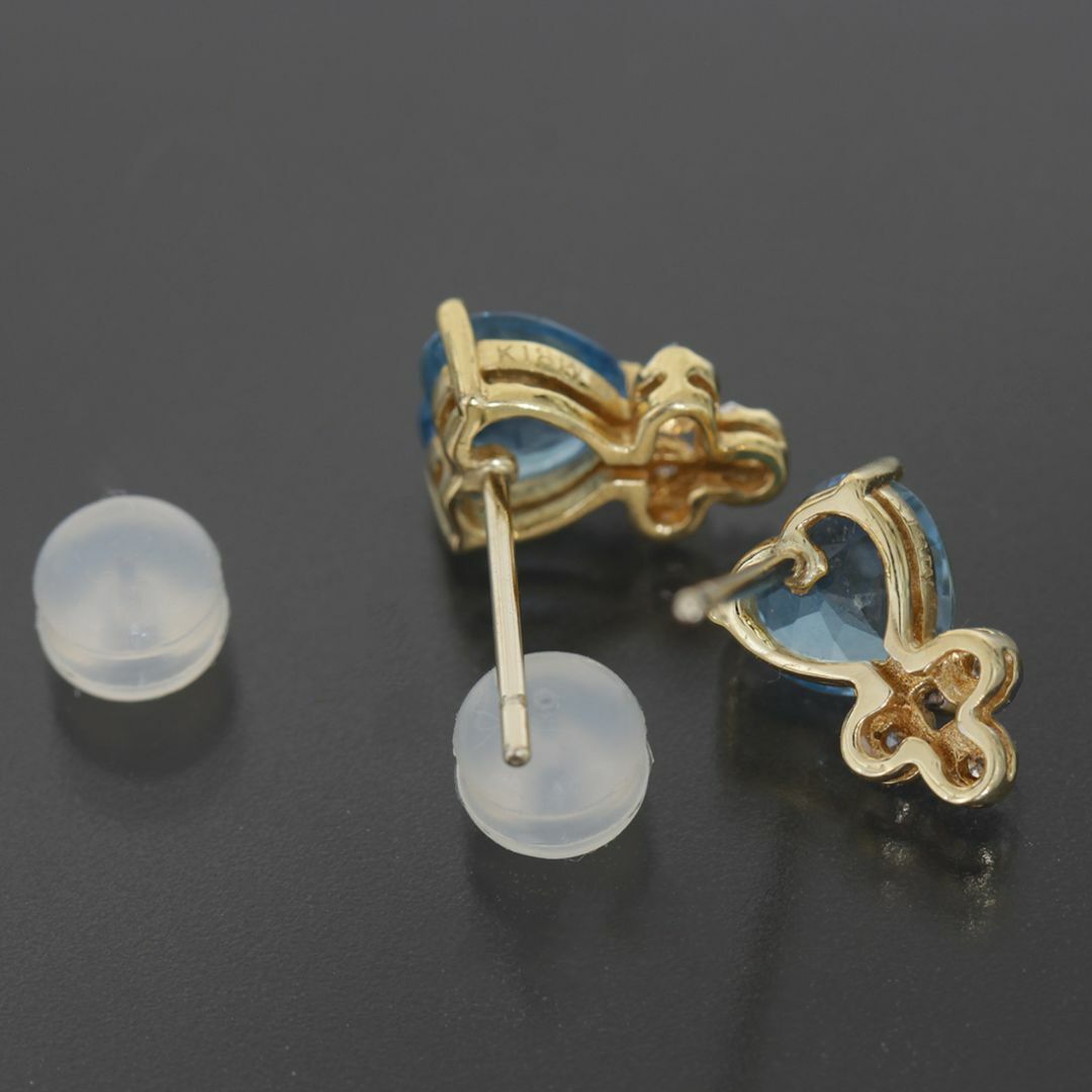 ポンテ ヴェキオ ブルートパーズ ダイヤ 0.03ct ハート ピアス K18-