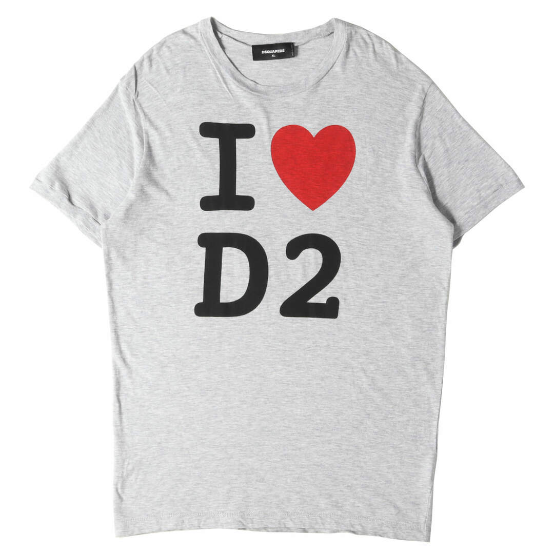 DSQUARED2 ディースクエアード Tシャツ サイズ:XL 20SS I LOVE D2プリント クルーネック Tシャツ S74GD0670 グレー トップス カットソー 半袖 【メンズ】【美品】