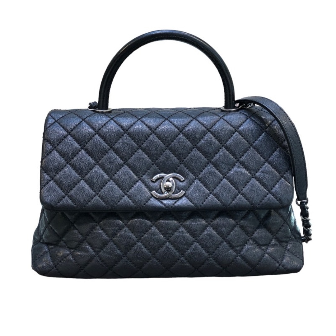 シャネル CHANEL ココハンドル32 A92992 ブラック キャビアスキン レディース ハンドバッグ約20cmマチ