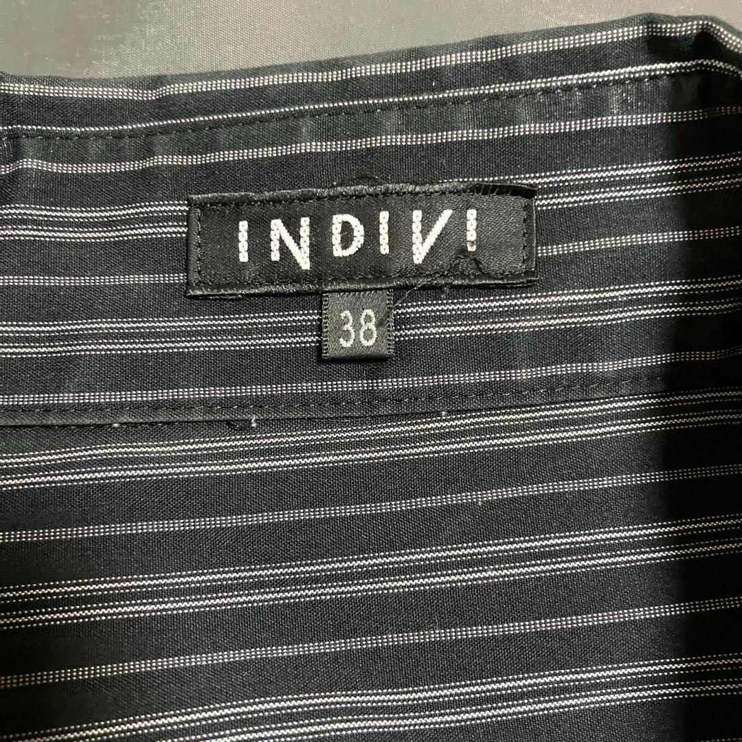 INDIVI(インディヴィ)のINDIVI シャツ　ブラウス　縦ストライプ　黒　白　グレー　レディース レディースのトップス(シャツ/ブラウス(長袖/七分))の商品写真