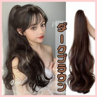 ポニーテールエクステ ウィッグ ロングヘア ヘアクリップ 取付簡単 韓国(ロングカール)