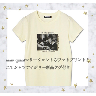 マリークワント(MARY QUANT)のmary quant♡フォトプリントミニＴシャツアイボリー新品タグ付き(Tシャツ(半袖/袖なし))