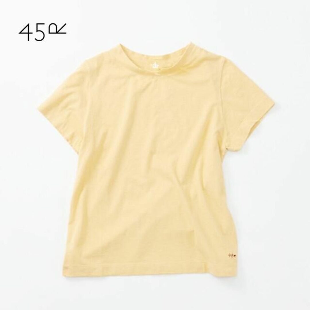 45R(フォーティファイブアール)の美品 45R ✨45rpm ジンバブエコットン天竺 ロゴ刺繍 星Tシャツ クルー レディースのトップス(Tシャツ(半袖/袖なし))の商品写真