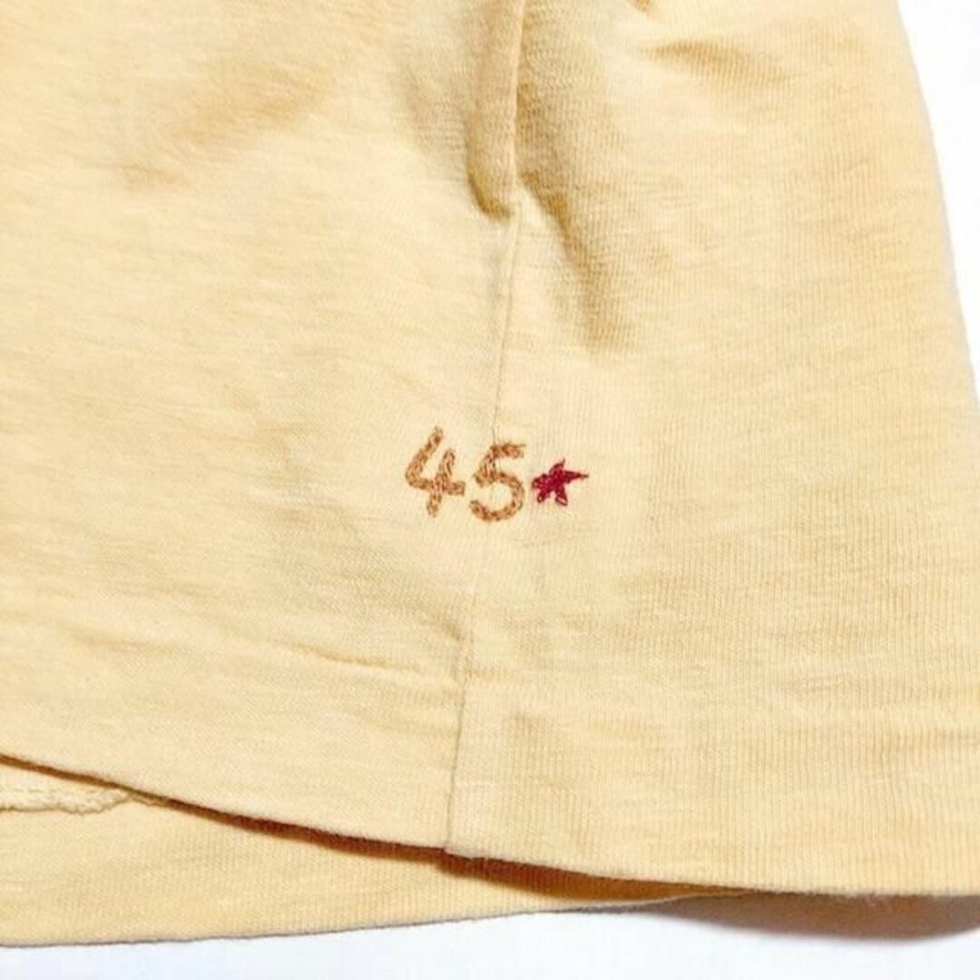 45R(フォーティファイブアール)の美品 45R ✨45rpm ジンバブエコットン天竺 ロゴ刺繍 星Tシャツ クルー レディースのトップス(Tシャツ(半袖/袖なし))の商品写真