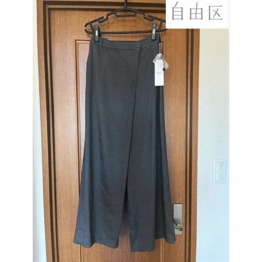 新品 自由区☆リネンブレンドワイドパンツ - カジュアルパンツ
