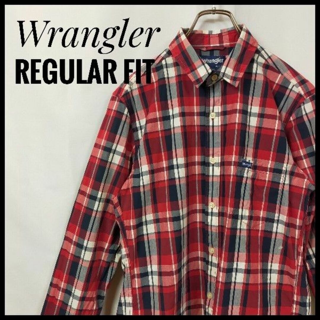 Wrangler ラングラー 長袖シャツ チェック柄 ネルシャツ 総柄 ワンポイント刺繍ロゴ 赤色の通販 by ともみ ラングラー長袖シャツ