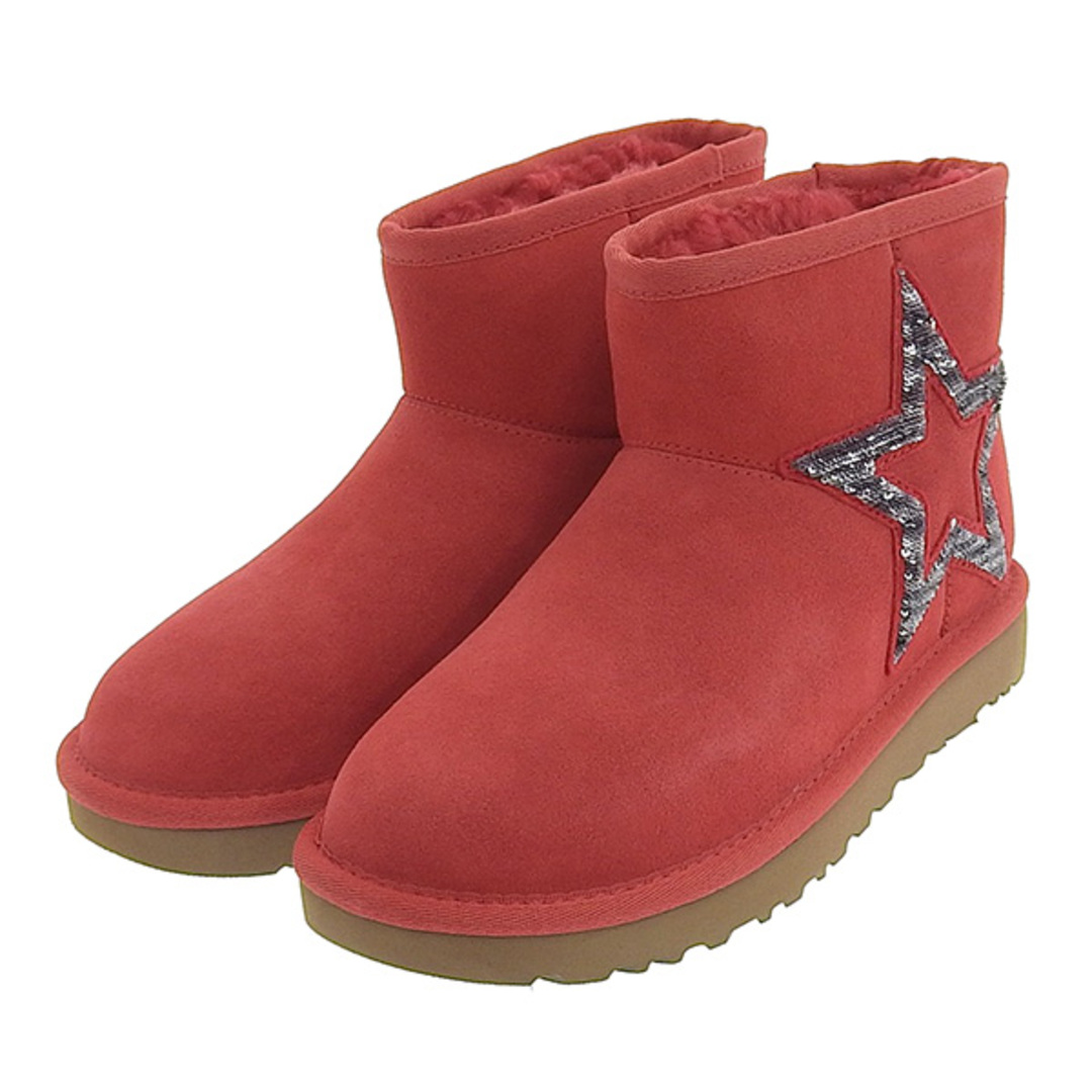 UGG(アグ)の新品 アグ UGG CLASSIC MINI STAR ムートン ブーツ ショート スパンコール スター レディース 赤 レッド size22cm Y01205 レディースの靴/シューズ(ブーツ)の商品写真