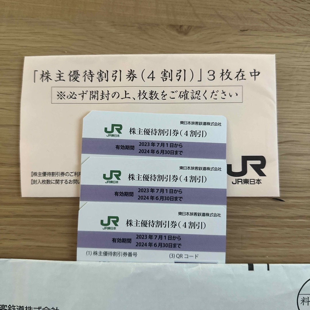 株主優待JR東日本　株主優待　4割引券　3枚