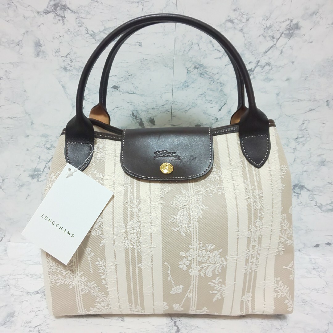 LONGCHAMP(ロンシャン)の【未使用/タグ付/仏製】LONGCHAMPキャンバスハンドバッグ ボタニカル刺繍 レディースのバッグ(ハンドバッグ)の商品写真