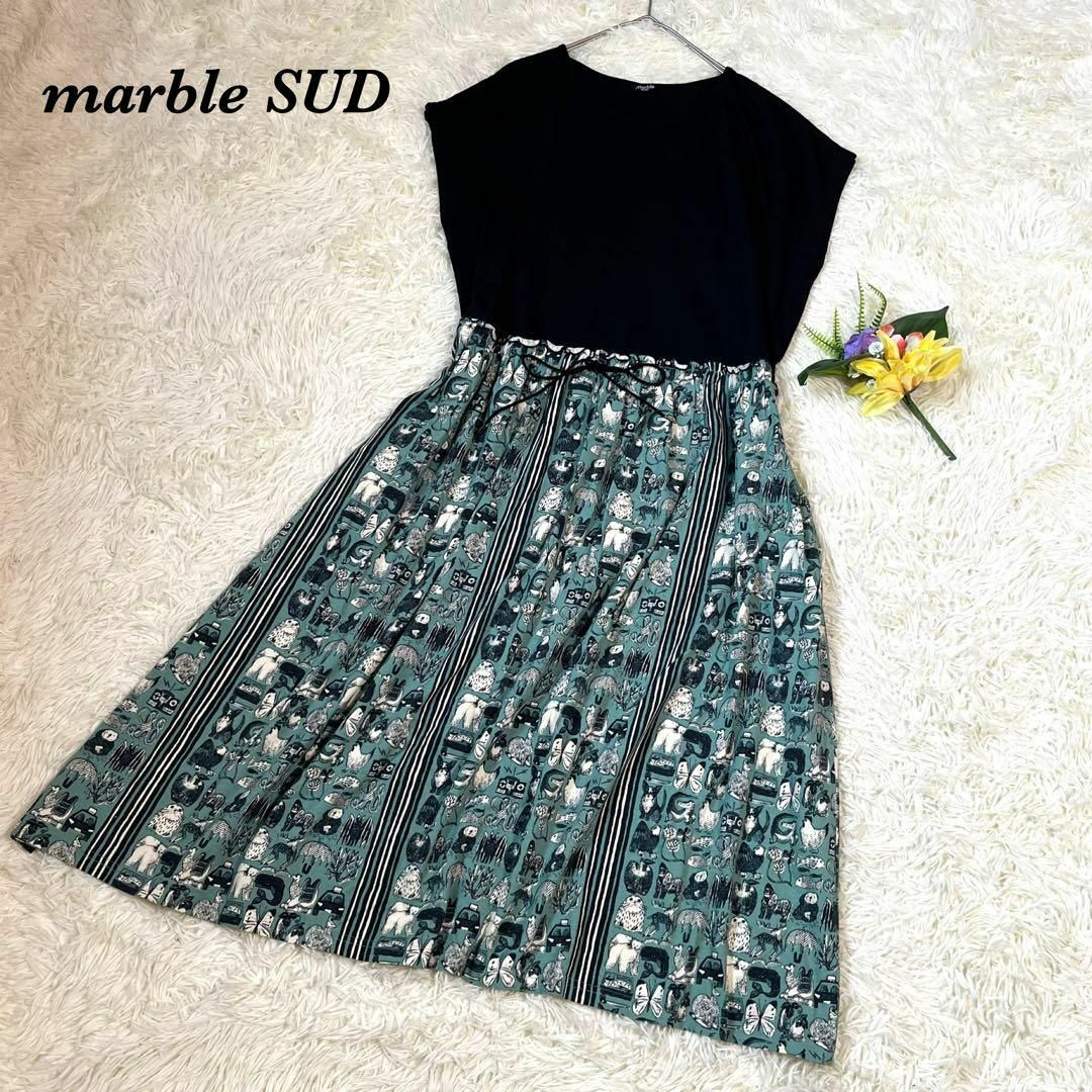 marble SUD ドッキングワンピース マキシ ラウンドネック 総柄