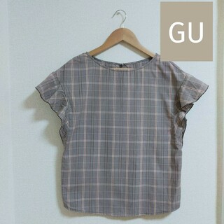 ジーユー(GU)のGU　半袖　Tシャツ　ブラウス　Sサイズ　服　チェック　ジーユー(シャツ/ブラウス(半袖/袖なし))