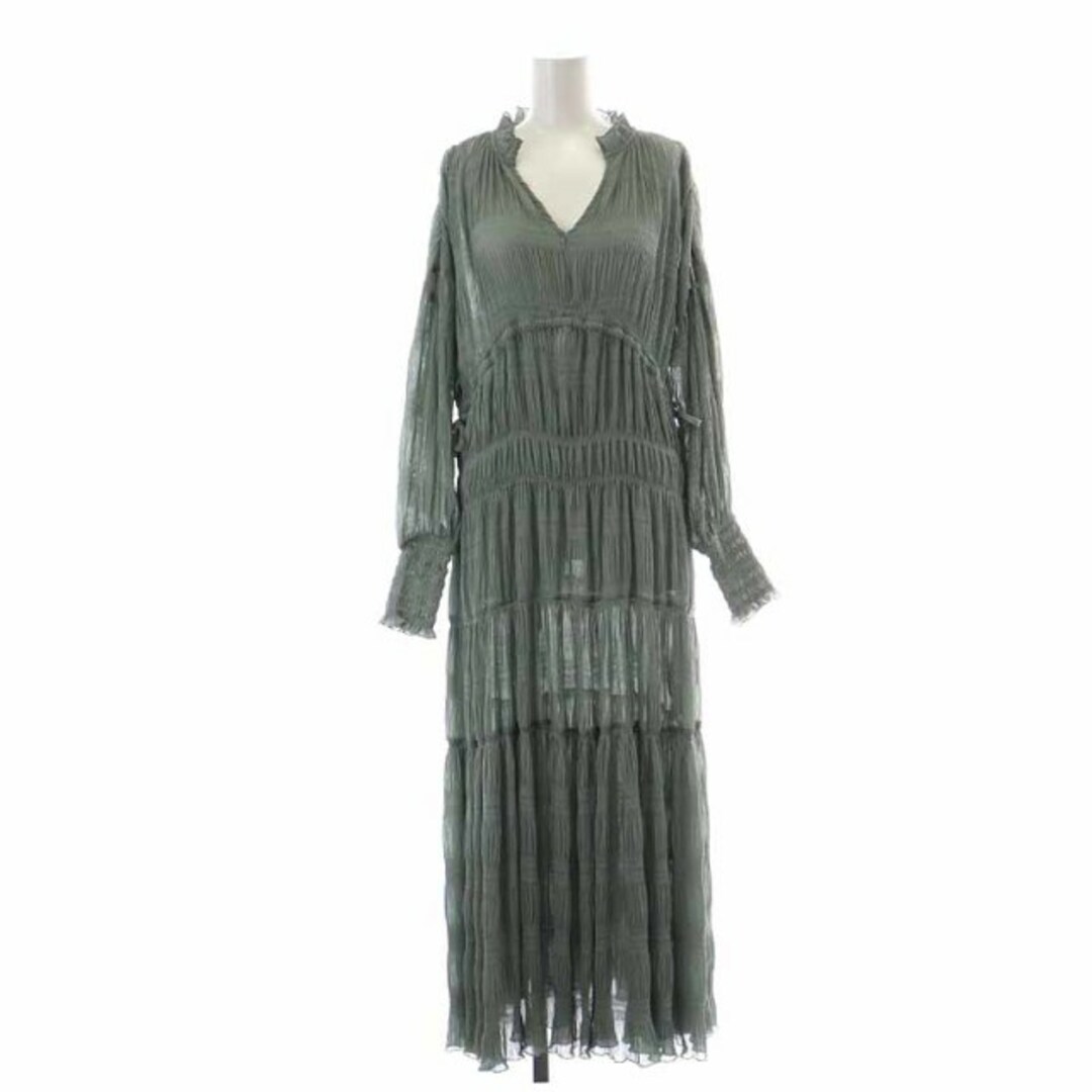 Ameri VINTAGE(アメリヴィンテージ)のアメリヴィンテージ 20SS SHIRRING PLEATS DRESS M 緑 レディースのワンピース(ロングワンピース/マキシワンピース)の商品写真