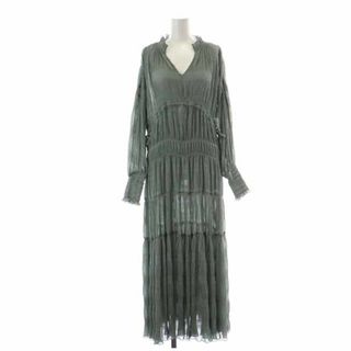 アメリヴィンテージ(Ameri VINTAGE)のアメリヴィンテージ 20SS SHIRRING PLEATS DRESS M 緑(ロングワンピース/マキシワンピース)