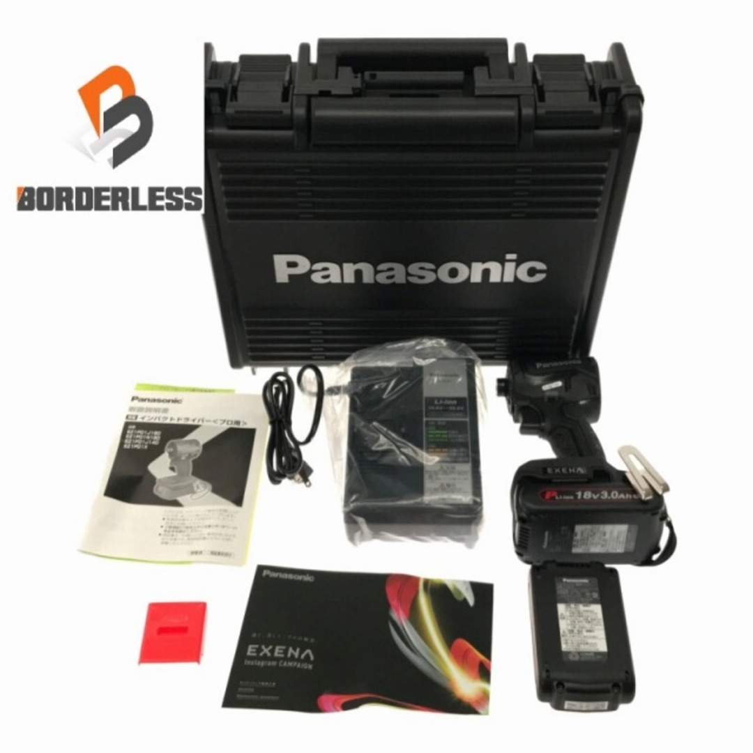 バイク☆未使用品☆Panasonic パナソニック 18V EXENA 充電インパクトドライバー EZ1PD1N18D-B バッテリー2個(18V3.0Ah) 充電器 ケース 75399