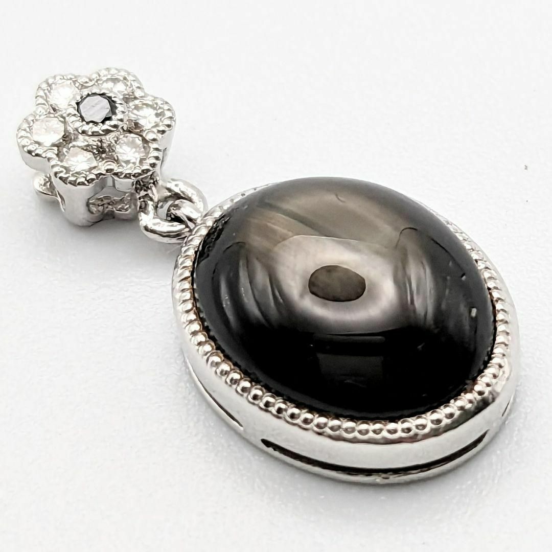 K18WG ブラックスターサファイア 0.09ct ダイヤ付き ネックレス K18WG ブラックスターサファイア 0.09ct ダイヤ付き ネックレス