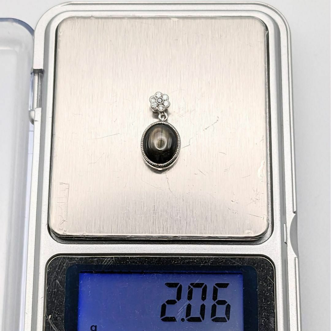 K18WG ブラックスターサファイア 0.09ct ダイヤ付き ネックレス K18WG ブラックスターサファイア 0.09ct ダイヤ付き ネックレス