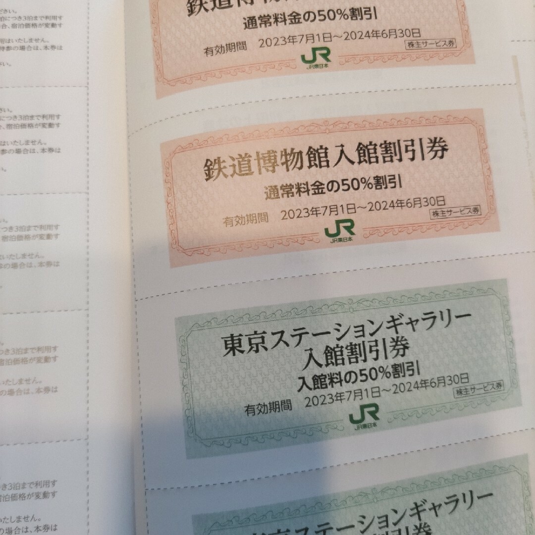 JR東日本株主優待割引券  3枚　サービス券付