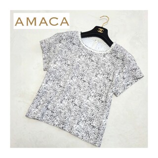 AMACA - 【アマカ】ドットプリントセットアップ フレアスカート 半袖 