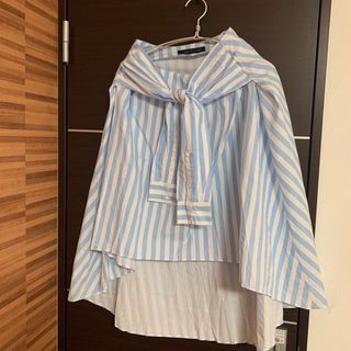 ザラ(ZARA)のお値下げ！ZARA ストライプ　シャツスカート  夏にぴったり！後ろロング(ロングスカート)