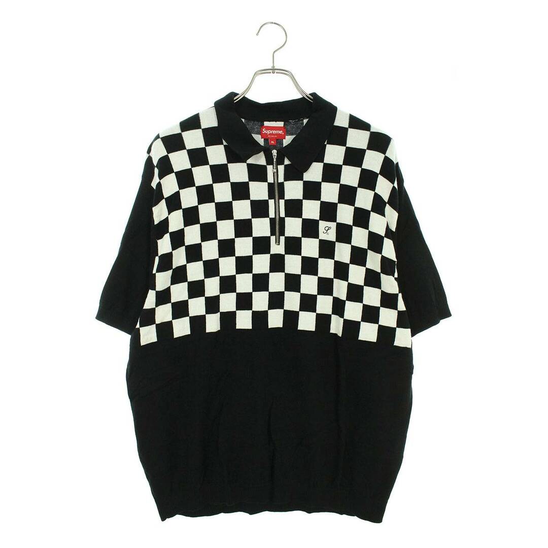 シュプリーム  22SS  Checkerboard Zip Polo チェッカーボード ハーフジップ半袖ポロシャツ メンズ XL