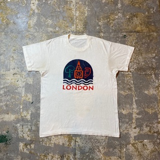 70s80s LONDON tシャツ USA製 XL相当 ホワイト アート(Tシャツ/カットソー(半袖/袖なし))