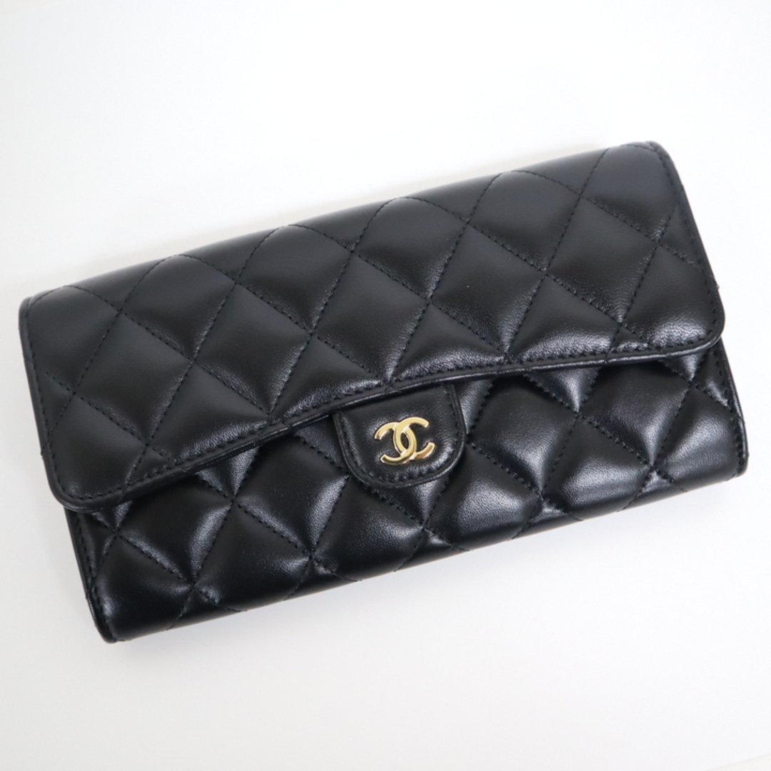 【CHANEL】シャネル タイムレスクラシック ロングフラップウォレット ブラック×ゴールド金具 AP0241/kt07226hm