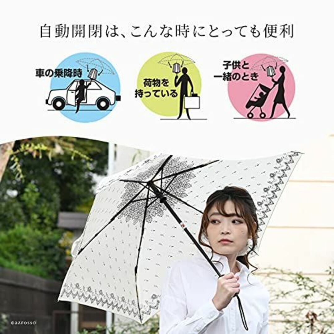 【色:ブラック】UVION (ユビオン) 自動開閉 傘 大判 折り畳み 雨傘 耐