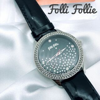 【Folli Follie】フォリフォリ WF2P010ZS ステンレススチール×ラバー×ラインストーン クオーツ アナログ表示 レディース シルバー文字盤 腕時計
