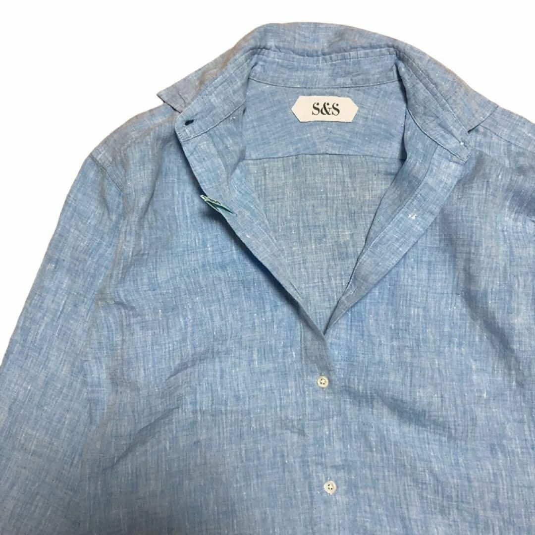 Spick & Span(スピックアンドスパン)のスピックアンドスパン　リネン　シャツ ブルー　水色　長袖　無地 レディースのトップス(シャツ/ブラウス(長袖/七分))の商品写真