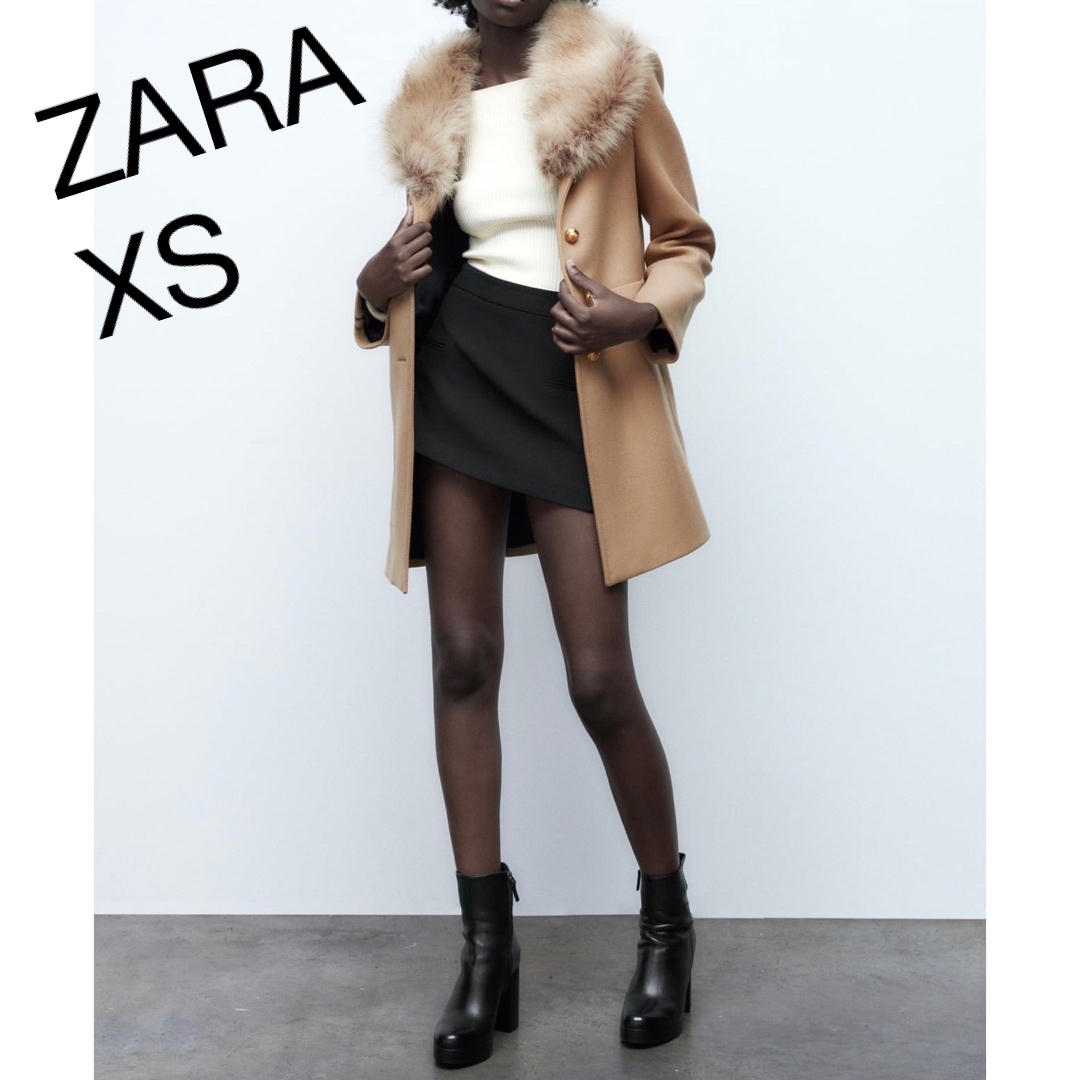 ZARA 完売　ベルト付　ウールコート　ブラウン　XS