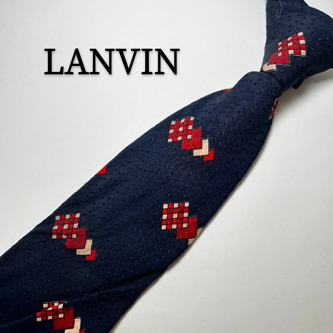 LANVIN(ランバン)のランバン LANVIN ネクタイ シルク ネイビー 総柄 上品 ハイブランド  メンズのファッション小物(ネクタイ)の商品写真