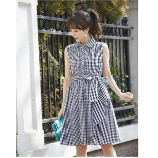 トッコクローゼット(TOCCO closet)のトッコクローゼット　tocco ビジュー付きギンガムチェックワンピース(ひざ丈ワンピース)