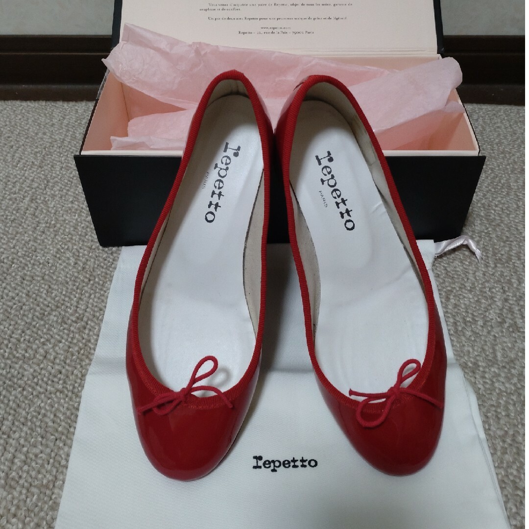 ○美品 レペット Repetto カミーユ レッド バレエシューズ ヒール ...